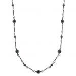 Jet Hematite Black Beads Opera Night Necklace 17645.JPG